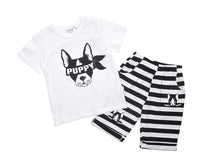 Load image into Gallery viewer, Striped Puppy Short Set