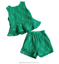 Load image into Gallery viewer, Lace Peplum Shorts Set
